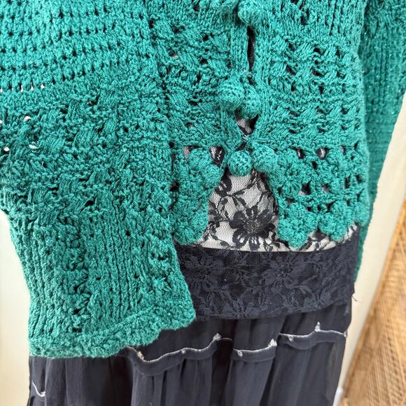 Vintage Y2k Collared Cardigan Sweater Whimsigoth Fairy Grunge Whimsy Twee M - Picture 6 of 11